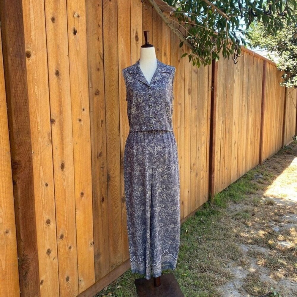 Vintage 1990s Blue Blouse & Pant Set size Small